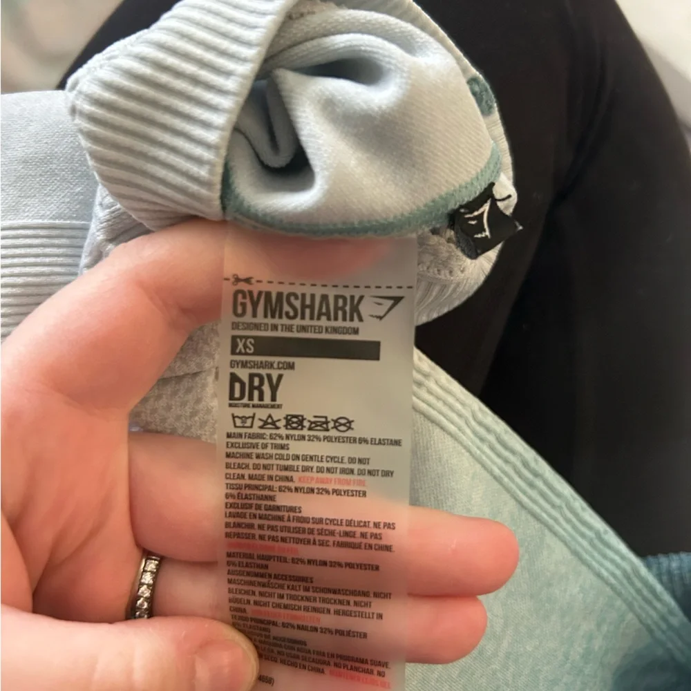 Gymshark teal white ombré seamless workout leggings sweat wicking high rise - Picture 12 of 12